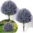thumbnail image 1 of Xwl 2 Pack 24" Artificial Topiary Ball Trees with Lavender Flowers, UV Resistant Fake Topiary Bushes with Ground Spike, Outdoor Faux Plants for Front Door, Patio, Garden Decor (Purple), 1 of 6