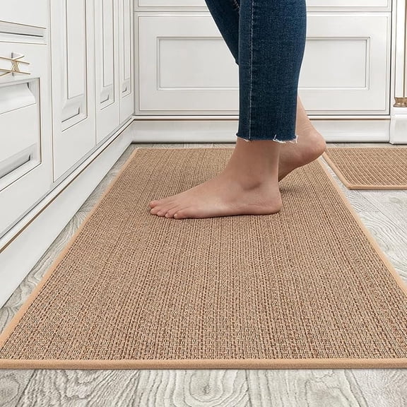 Xwlshop Non-Skid Washable Kitchen Runner Rug, Absorbent Floor Mat for Sink Front, 20"x32" Brown