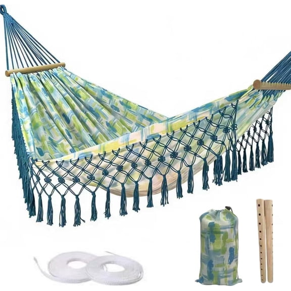 Xwl Portable Hammock, Bohemian Hammock,2person Hammock,for Suitable,Patio,Beach,Backyard,Garden,(Cyan 79 * 59