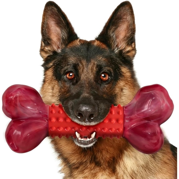 Xwl Tough Dog Toys for Aggressive Chewers Large Breed, Dog Chew Bone with Bacon Flavor, Nylon & Rubber Chew Toy for Medium Large Dogs