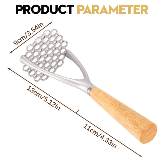 Xyadri Double Arc Potato Masher with Wooden Handle Manual Mashing Tool for Potatoes Bananas Carrots Soft Vegetables
