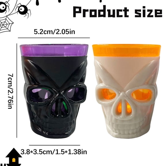 Xyadri Halloween Shot Glasses Glowing Shot Glasses | Light Up Cups Plastic Cups Reusable for Juice Coffee Drinking Small Wine Cup Set for House Parties Birthdays