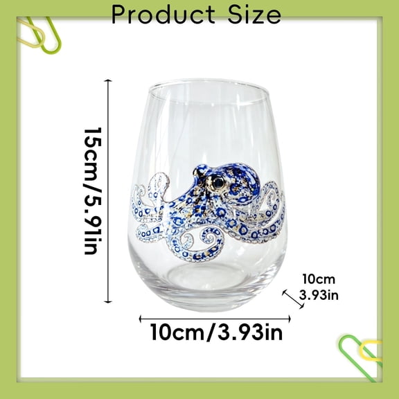 Xyadri Handmade Patterned 3D Drinking Glass Blue Ringed Design Tumbler 16oz for Juice Water Home Bar Decor