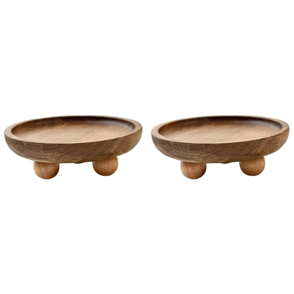 Xyadri Small Wooden Pedestal Stand & Candle Pedestal – Wood Riser, Table Riser, Display Riser for Farmhouse Kitchen Tabletop, Round 5.12*1.77in