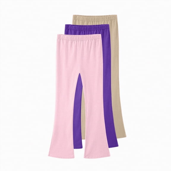 Xyant 3 Pack Girls Flare Leggings Pants Girl Cotton Leggings Bell Bottoms Girl Leggings (Dark Purple,15-16 Years)