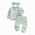 thumbnail image 1 of Xyant 3Pcs Toddler Baby Girl Outfits Daisy Sweatshirt + Pants + Headband Fall Winter Clothes (Green,12-18 Months), 1 of 5