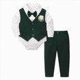thumbnail image 1 of Xyant Baby Boy Clothes Suits Infant Gentleman Outfit Collared Dress Shirt+Vest+Tie+Corsage+Pants 5Pcs Baby Suit Sets (Green,12-18 Months), 1 of 6