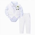 thumbnail image 1 of Xyant Baby Boy Clothes Suits Infant Gentleman Outfit Collared Dress Shirt+Vest+Tie+Corsage+Pants 5Pcs Baby Suit Sets (White,12-18 Months), 1 of 6