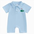 thumbnail image 1 of Xyant Baby Boy Golf Outfit Newborn Short Sleeve Short Romper Button Down Collared Jumpsuit Summer One Piece Outfits (Light Blue,0-3 Months), 1 of 7
