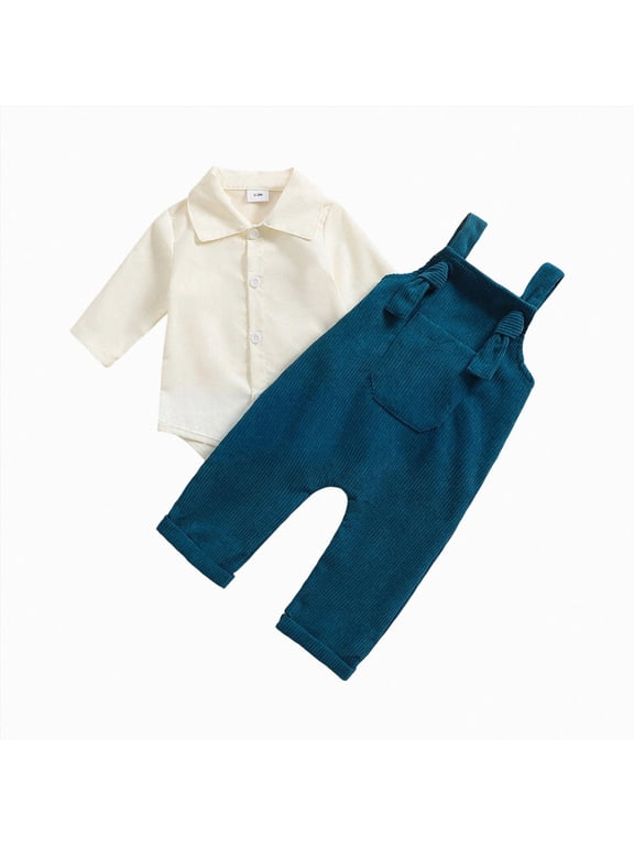 Baby Boys Clothes for Gentleman Outfits,Toddler Overalls Baby Suspender Pants and Bodysuit Romper,Size 12-18 Months