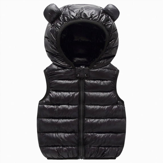 Xyant Baby Boys Girls Hooded Puffer Vest Toddler Winter Lightweight Sleeveless Bear Ears Zipper Up Jacket (Black,2-3 Years)