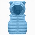 thumbnail image 1 of Xyant Baby Boys Girls Hooded Puffer Vest Toddler Winter Lightweight Sleeveless Bear Ears Zipper Up Jacket (Light Blue,12-18 Months), 1 of 4