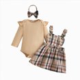 thumbnail image 1 of Xyant Baby Girl Clothes Fall Winter Outfit Long Sleeve Ruffle Romper Plaid Skirt Bow Headband 3 Pcs Set 0-18 Months, 1 of 9