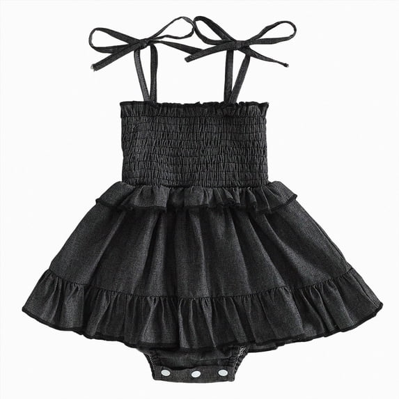 Xyant Baby Girl Clothes Infant Summer Denim Romper Dress Sleeveless Bodysuit Jumpsuit Newborn Outfits 12-18 Months,Black