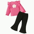 thumbnail image 1 of Xyant Baby Girl Clothes Infant Toddler Girl Fall Winter Outfit Long Sleeve Shirts Top Rufffle Pants Little Girls Clothes (Hot Pink,2-3 Years), 1 of 7