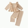 thumbnail image 1 of Xyant Baby Girl Clothes Toddler Girl Fall Winter Outfits Ruffle Long Sleeve T Shirts Top Pants Toddler Baby Clothing (Beige,2-3 Years), 1 of 6