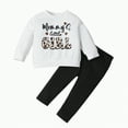 thumbnail image 1 of Xyant Baby Girl Fall Winter Clothes Toddler Outfit Letters Graphic Crewneck Sweatshirts + Joggers Pants Set (White,12-18 Months), 1 of 6