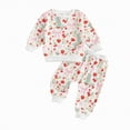 thumbnail image 1 of Xyant Baby Girl Fall Winter Clothes Toddler Spring Outfits Long Sleeve Bow Graphic Crewneck Sweatshirt + Joggers Pants Set (White,18-24 Months）, 1 of 4