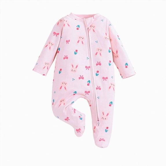Xyant Baby Pajamas Organic Cotton Baby Sleepers for Newborn 3 6 9 12 Months Boys Girl Fall Winter Clothes Footed PJs (Pink,3-6 Months)