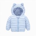 thumbnail image 1 of Xyant Baby Puffer Jacket Hooded Light Winter Coats Bear Ears Zipper Up Coats Outwear for Toddler Boys Girls (Light blue,6-12 Months), 1 of 4
