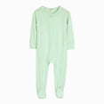 thumbnail image 1 of Xyant Baby Zipper Footie Pajamas Soft Baby Footed Pjs Boy Girl 0 3 6 12 18 24 Months Fall Winter Clothes Coverall Sleepers (Light Green,6-12 Months), 1 of 7