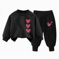 thumbnail image 1 of Xyant Big Girls/Little Girls Clothes Toddler Girl Outfit Heart Print Long Sleeve Sweatshirt Pants Set Fall Winter Clothing for Girl 1-10Y, 1 of 4
