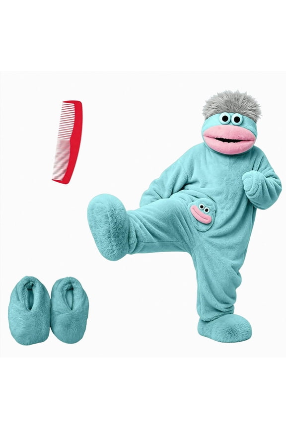 Big Mouth Monster Onesie Silly Monster Onesie Plush Onesie Pajamas for Men Women Cozy Home Loungewear (Sky Blue,XXL)