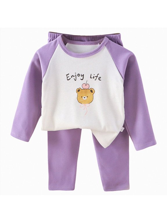 Boy Toddler Baby Clothes Fall Winter 3 6 12 18 24 Months 2T 3T 4T 5T Girls Outfits Long Sleeve Camo Hunting Outfits Retro Pullover Sweatshirts Pants Set Pjs for Kids (Purple,6-7 Years)