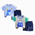 thumbnail image 1 of Xyant Boy Toddler Baby Summer Clothes 3 6 12 18 24 Months 2T 3T 4T 5T Boys Outfits 4Pcs Short Sleeve T-Shirt Tee Tops Casual Elastic Shorts Set,Size 2-3 Years, 1 of 4