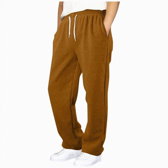 Xyant Boys Baggy Cargo Sweatpants Straight Wide Leg Open Bottom Drawstring Elastic Waist Workout Athletic Jogger Pants for Boys (Brown,11-12 Years)