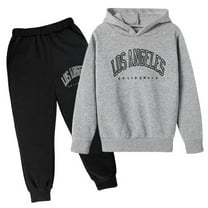 Xyant Boys Clothes Long Sleeve Hooded Pullover Letter Print Sweatshirt   Pants 2pcs Fall Winter Outfit Set Sweatsuits for Boys Girls,(Dark Gray,7-8 Years)