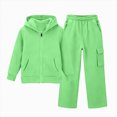 thumbnail image 1 of Xyant Boys Girls Athletic Sweatsuit 2 Pieces Full Zip Hoodie Wide Leg Pants Tracksuit Fall Winter Back to School Clothes,Size 11-12 Years, 1 of 7