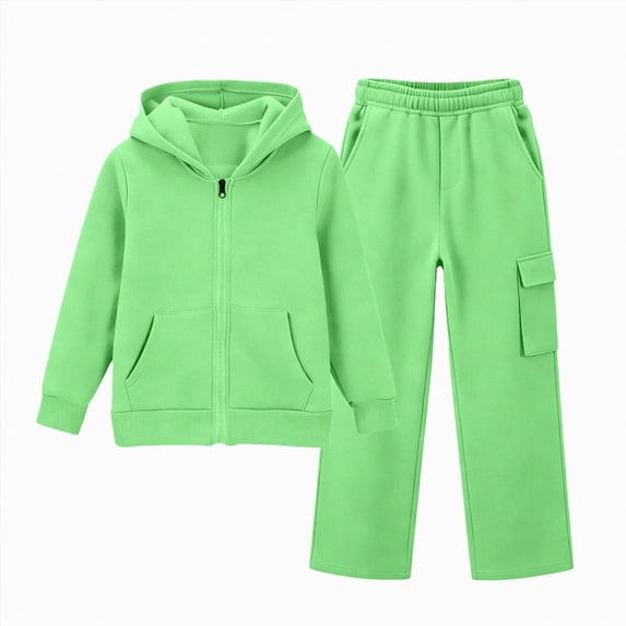 Xyant Boys Girls Athletic Sweatsuit 2 Pieces Full Zip Hoodie Wide Leg Pants Tracksuit Fall Winter Back to School Clothes,Size 11-12 Years