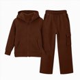 thumbnail image 1 of Xyant Boys Girls Athletic Sweatsuit 2 Pieces Full Zip Hoodie Wide Leg Pants Tracksuit Fall Winter Back to School Clothes,Size 13-14 Years, 1 of 6