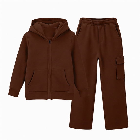 Xyant Boys Girls Athletic Sweatsuit 2 Pieces Full Zip Hoodie Wide Leg Pants Tracksuit Fall Winter Back to School Clothes,Size 13-14 Years