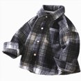 thumbnail image 1 of Xyant Boys Girls Flannel Plaid Shirt Jacket Toddler Kids Long Sleeve Lapel Button Down Pocketed Shirts Regular Fit Casual Fall Coat (Black,3-4 Years), 1 of 4