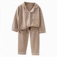 thumbnail image 1 of Xyant Boys Girls Pajamas Soft Cotton Pjs Set Teens Ribbed Button-Down Nightwear Set Toddler Kids Long Sleeve Sleepwear with Pants 2PCS Size 9-10 Years, 1 of 4