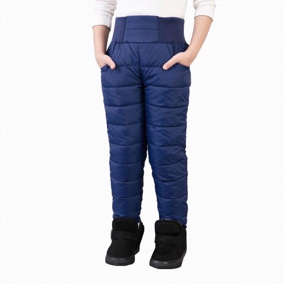 Xyant Boys Girls Snow Pants Thick Winter Warm Pants Toddler Kids Snow Suit Activewear Clothes (Blue,5-6 Years)