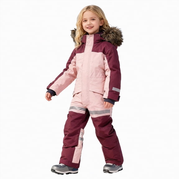Xyant Boys Girls Snow Suits Kids One Piece Snowsuits Waterproof Windproof Jumpsuits Winter Outdoor Overalls Snowboarding Ski Suits for Kids Toddler (Red,6-7 Years)