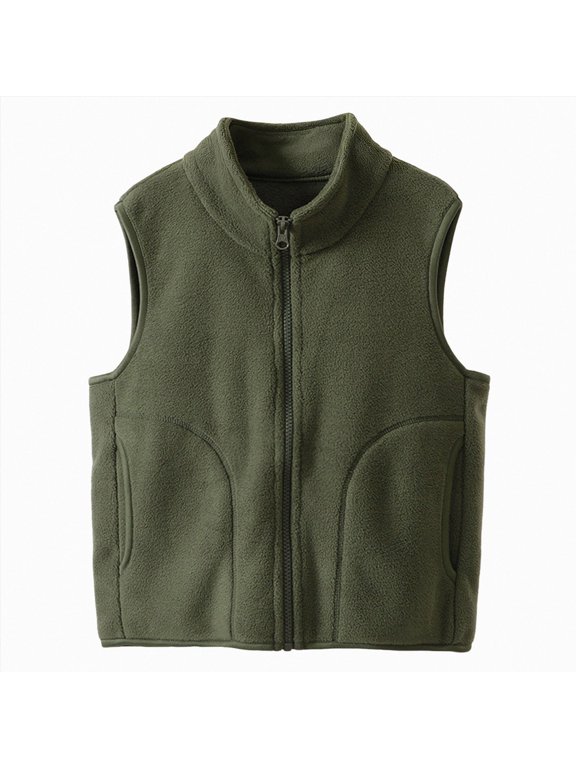 Boys Girls Zip Up Fleece Jacket Kids Toodler Lightweight Outerwear Long Sleeve Mock Neck Coat with Pockets (AG,3-4 Years)
