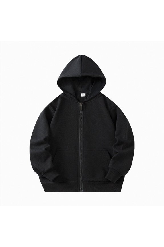 Boys Girls Zip Up Hoodie Sweatshirt Kids Toddler Long Sleeve Fleece Sweatshirts with Kangaroo Pockets (Black,18-24 Months)