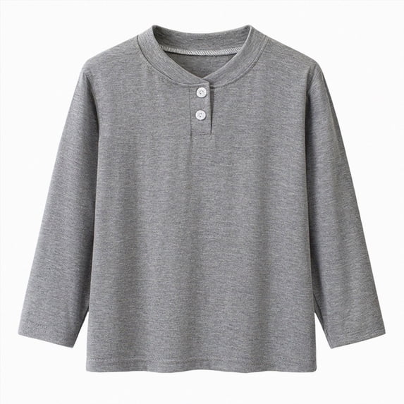 Xyant Boys Henley Long Sleeve Shirts Cotton T-Shirts for Boy Spring Fall Winter Toddler Kids Baby Casual Basic Tee Tops (Grey,7-8 Years)