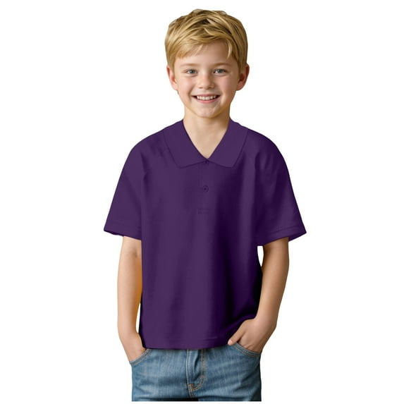 Xyant Boys' Polo Shirts Short Sleeve Uniform Polo Shirts for Boys Casual Solid Gentleman Summer Tops Toddler Kids Holiday T Shirt Purple,16-17 Years