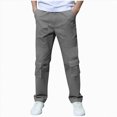 thumbnail image 1 of Xyant Boys School Uniform Pants for Daily Wear Boys Cargo Pants Stretch Elastic Waist School Kids Twill Joggers (Grey,11-12 Years), 1 of 5