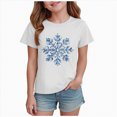 thumbnail image 1 of Xyant Christmas Boys Girls Shirt Snowflake Print Tshirts Kids Toddler Cotton Short Sleeve Xmas Graphic Tee Tops, Size 7-8 Years, 1 of 6