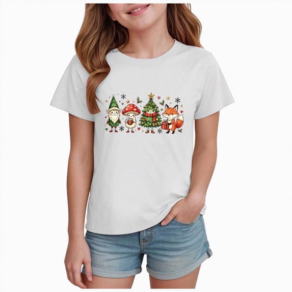 Xyant Christmas Shirts for Toddler Boys Girls Christmas Tree/Elf Print Cotton Short Sleeve Xmas Tshirts Kids Graphic Tees Top, Size 2-3 Years