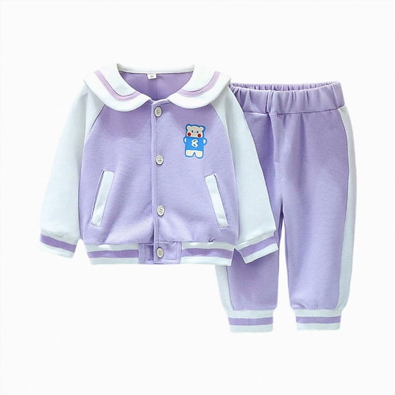 Xyant Clothes for Toddler Baby Girls 2 Piece Pants Set Fall Winter Soft Fleece Zip Up Sweatshirt and Jogger Sweatpants for Little Girls (Purple,7-8 Years)