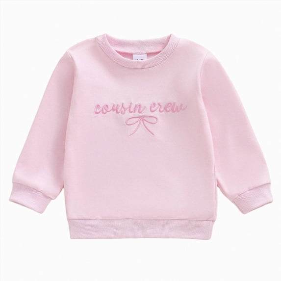 Xyant Cousin Crew Matching Outfit Kids Newborn Baby Girl Bubble Romper Long Sleeve Toddler Girl Sweatshirt Fall Winter Clothes (Pink,12-18 Months)