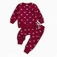 thumbnail image 1 of Xyant Fall Baby Girl Clothes Toddler Girl Outfit Bow Crewneck Sweatshirt Long Sleeve Shirt Pants Winter Clothing Set (Red,2-3 Years), 1 of 4