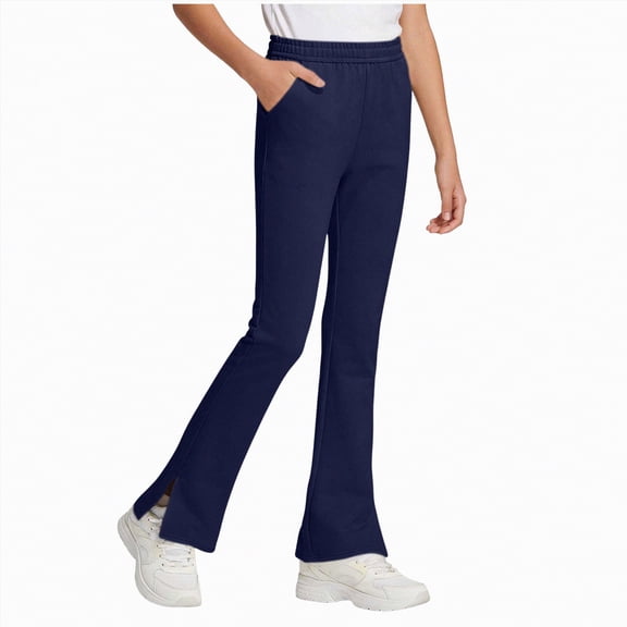 Xyant Girl Flare Leggings Bell Bottom Kids High Waisted Dance Yoga Pants (Navy,15-16 Years)